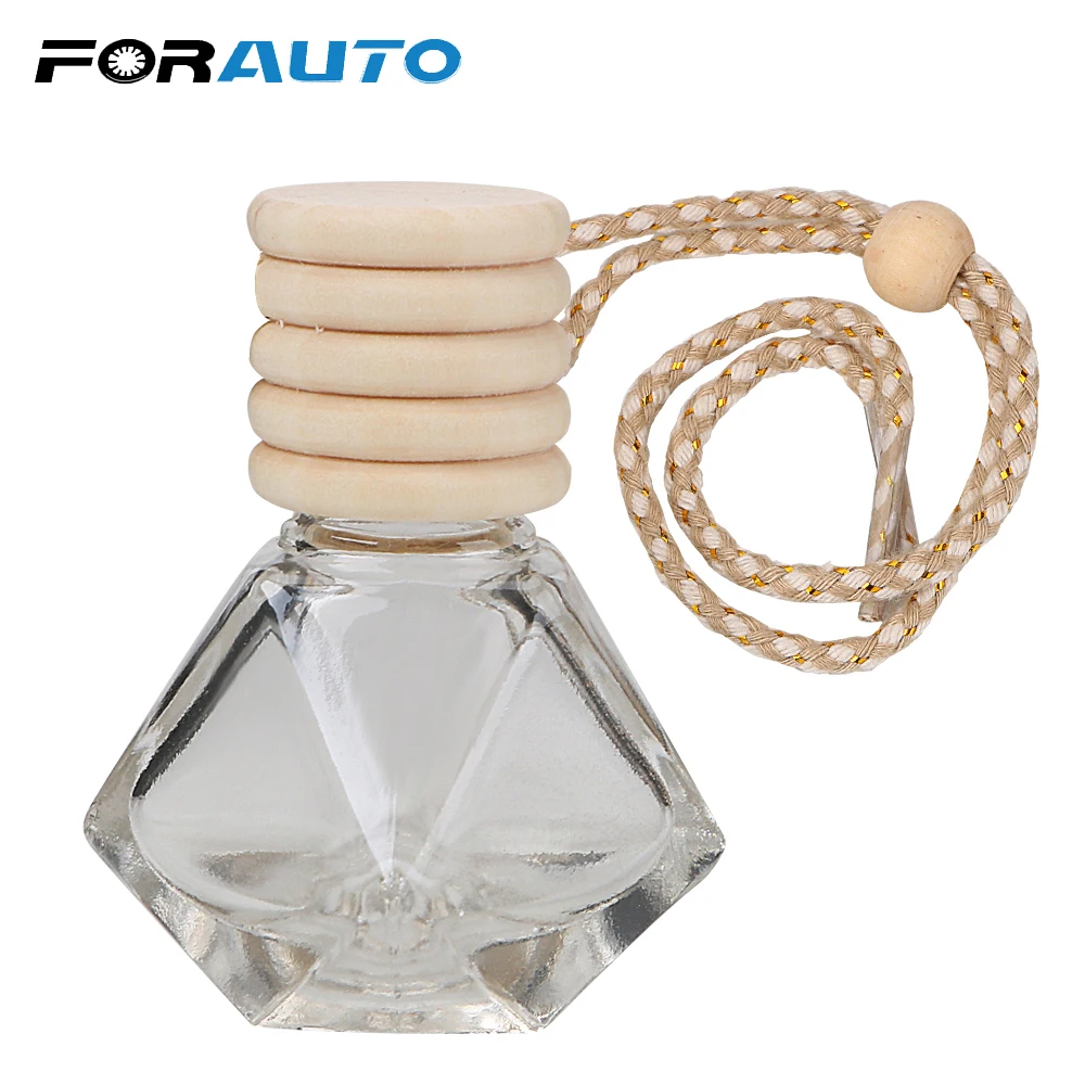 

FORAUTO Car Perfume Bottle Perfume Pendant Air Freshener Container For Essential Oils Hanging Glass Bottle Car-styling