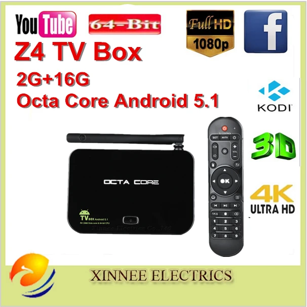 Z4 Octa Core 64Bit TV Box 2G/16G Android 5.1 TV Box 64 Bits RK3368 UHD 4K * 2K Kodi/BT 4.0 Dual Wifi 3D Moive Media Player