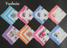 10pcs/lot Vintage white Ladies lace Handkerchief Cotton silk Flowers Women hanky children kids print hand towels wedding Gifts