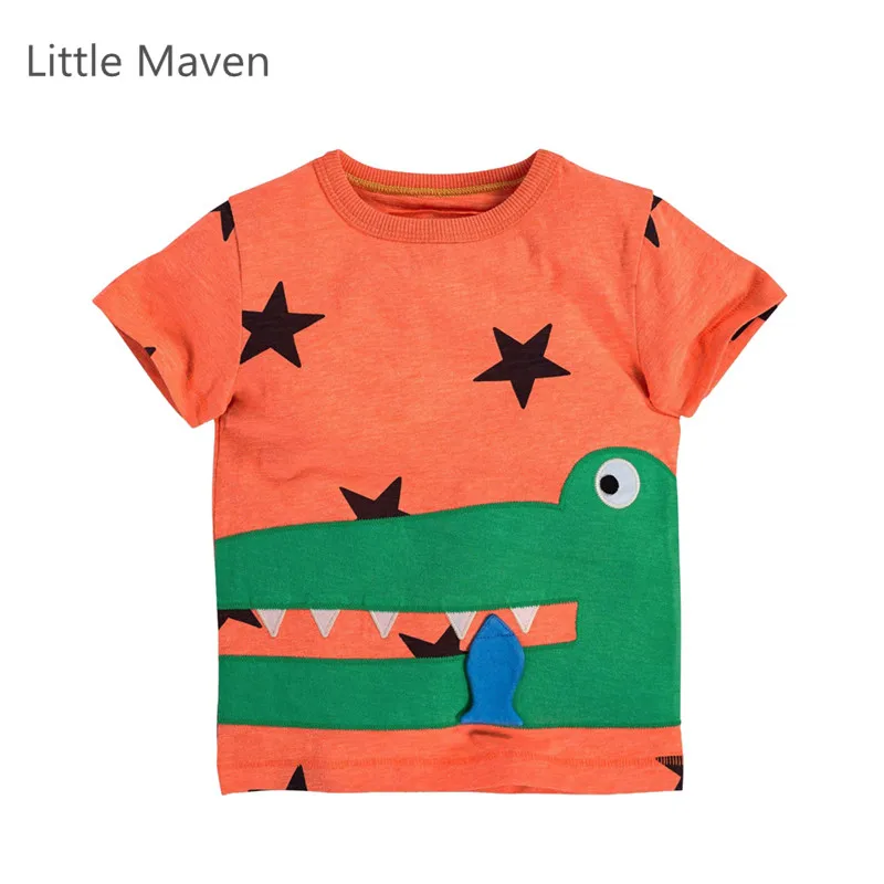 Little Maven/Новинка Летняя крутая брендовая хлопковая Футболка с круглым вырезом и