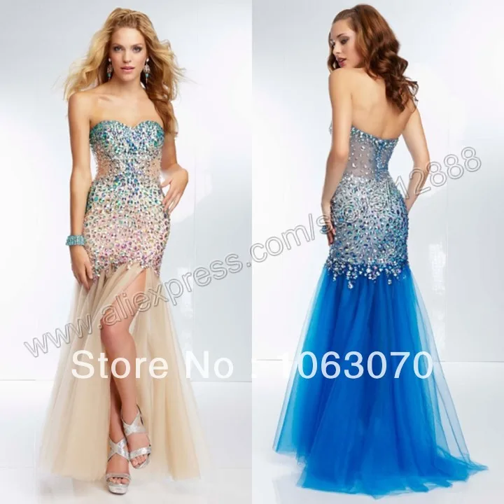 The Royal Blue and Champagne Sweetheart Sexy Prom Dress With Crystals 2014 New Arrival | Свадьбы и торжества