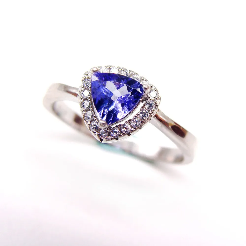 100 925 sterling silver ring inlaid silver triangle genuine natural