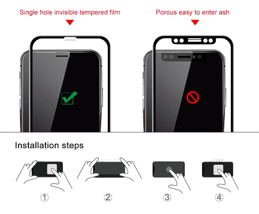 Ascromy For iPhone Xs Max Screen Protector 5D Full Cover 9H Tempered Glass ScreenProtector For iPhone X S XR 8 Plus 7 6 6S vitre (2)