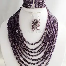 Мода г. 8 рядов Ювелирные изделия из кристаллов, свадебные туфли в африканском стиле Бусины Цепочки и ожерелья mn-1181