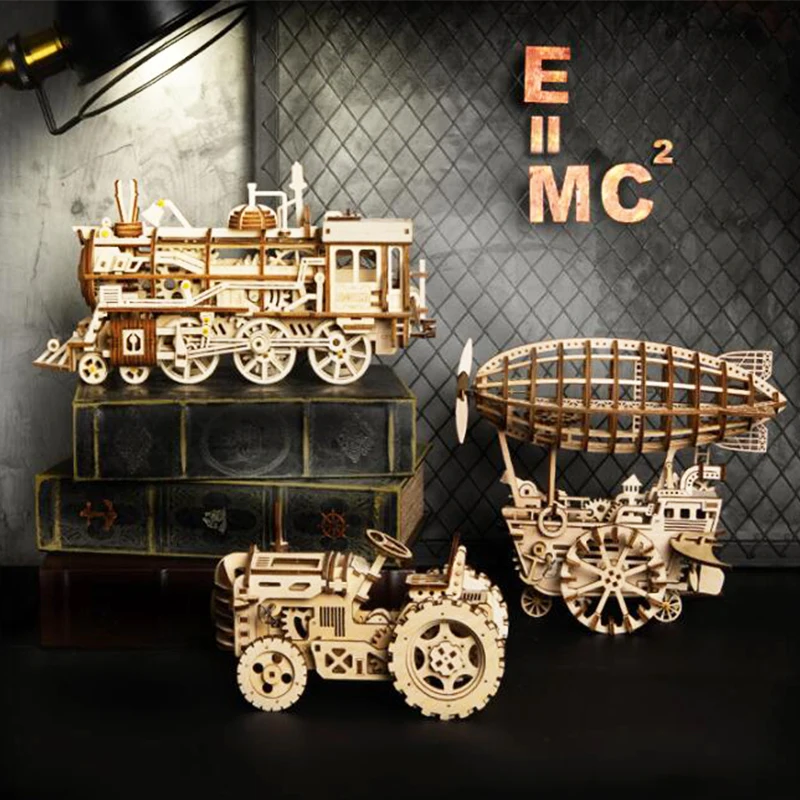 

Robotime DIY Clockwork Gear Drive Locomotive 3D Wooden Model Building Kits Toys Hobbies Gift for Children Adult LK701 LK401