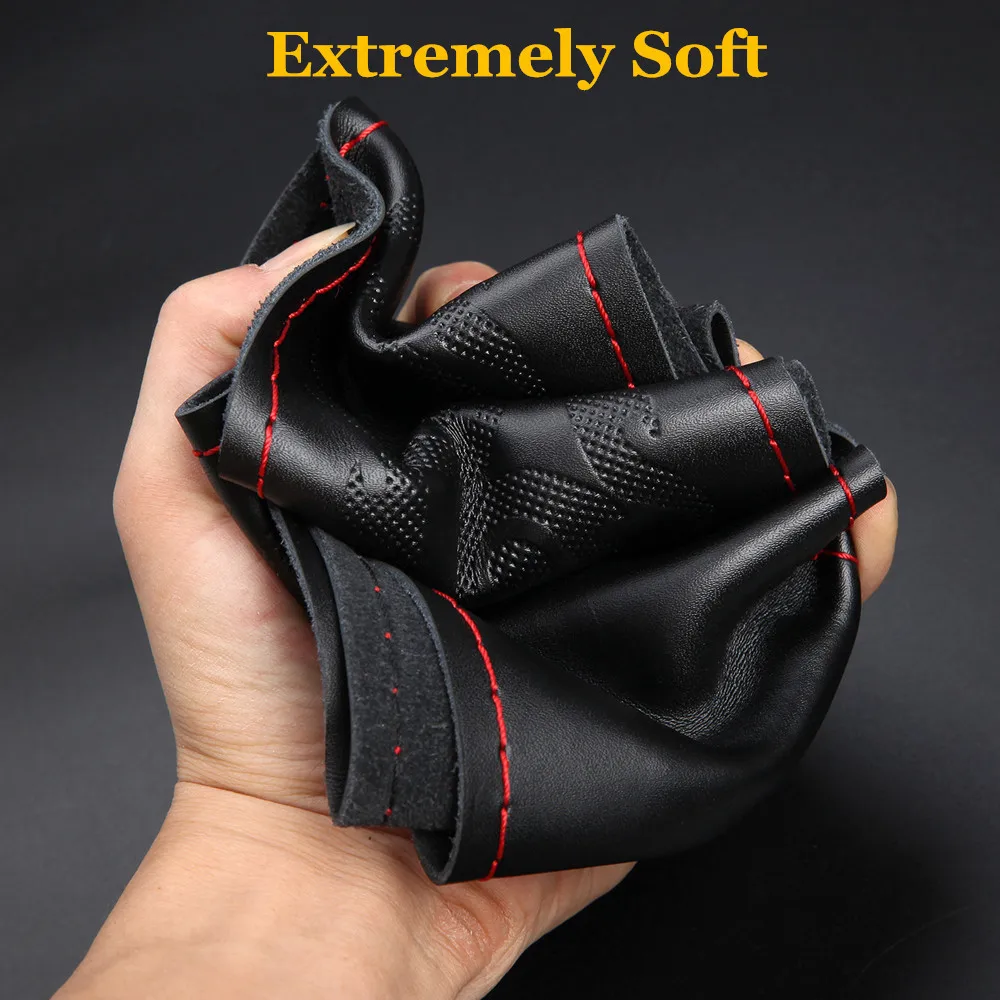 Truck Bus Car Steering wheel Cover DIY 42/45/47/50cm Steering Wheel Wrap Braid on the wheel Genuine Leather Interior steering wheel cover