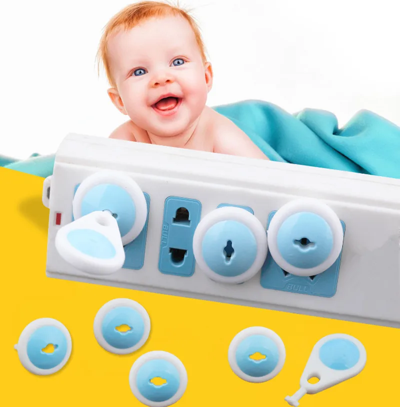

6+1 pcs Russian EU European Euro Standard Child Electric Socket Outlet Plug Two Phase Safe Lock Cover for Baby Kids Safety