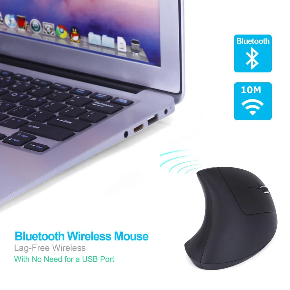 Бесшумная Беспроводная Bluetooth мышь Эргономичный дизайн вертикальная мышь 1600 dpi USB Мыши для ПК ноутбука 0A Прямая поставка