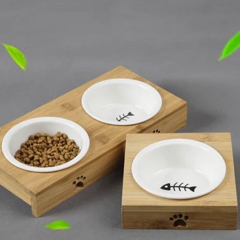 

Pet Cats Single Double Food Water Bowls Dog Feeders Pets Tableware Transparent Feeding Dish Container Accessories Supplies Stuff