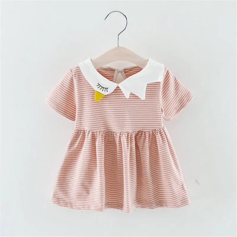 

Summer Girls Striped Dress Baby Short Sleeve Casual Princess Dress