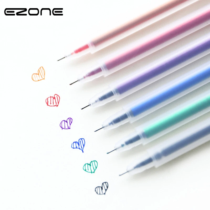 

EZONE 4Pcs/Set Color Pen Gel Pen / Refills Kawaii Creative Stationery Canetas Water Color Pen Material Escolar School Supplies