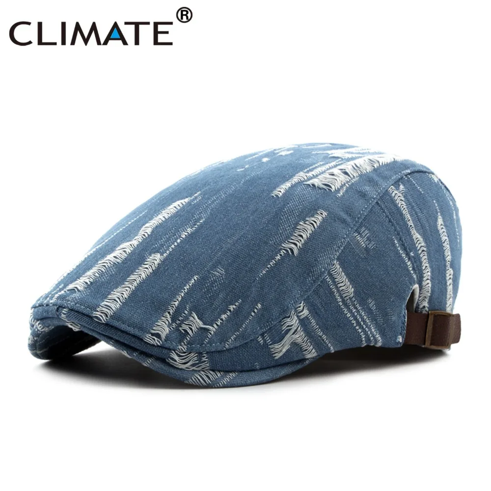 Best Seller CLIMATE Men Women Denim Flat Berets Caps New Autumn Spring