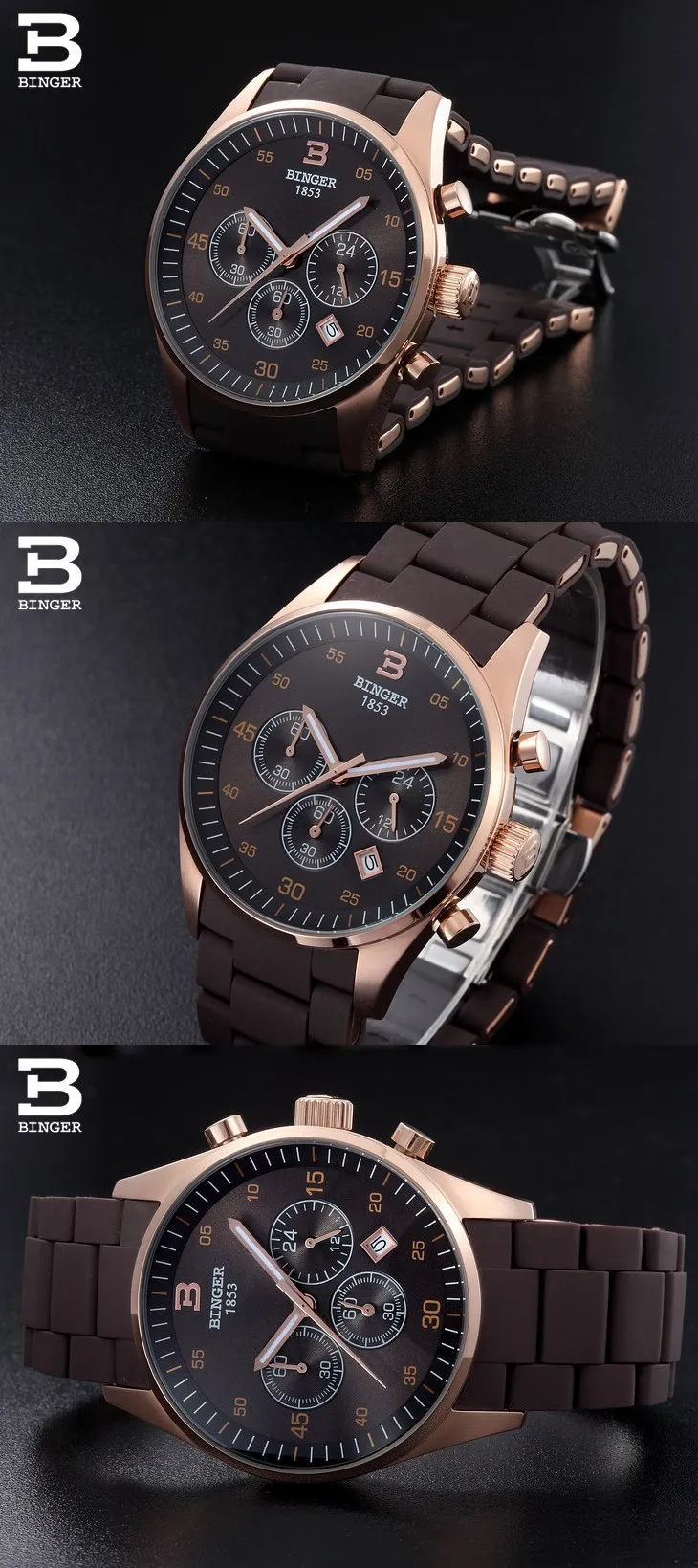 Free Shipping Wristwatches Men's Quartz Sport Utility Men Luxury Brand Automatic Chronograph Binger Military Watches Gift