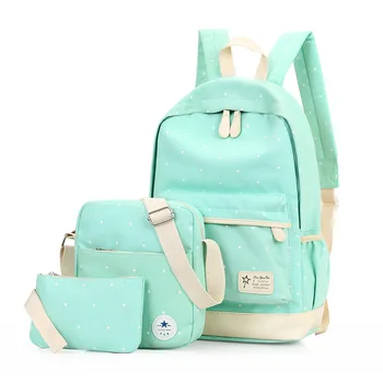 

3Pcs/Set School Backpacks Korean Women Backpack Canvas Printing Preppy Style School Bag for Teenage Girls Backpack mochila