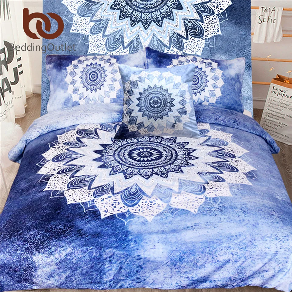 BeddingOutlet 5 قطعة السرير في حقيبة ماندالا الزهور طقم سرير الملكة حجم البوهيمي حاف مجموعة غطاء فاخرة لل نوم الساخن