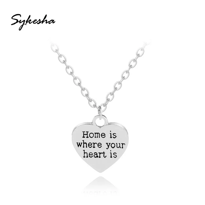 Simplify Heart Shape Charm Necklace home is where your heart is Family Necklace Daughter Sun Birthday Gift