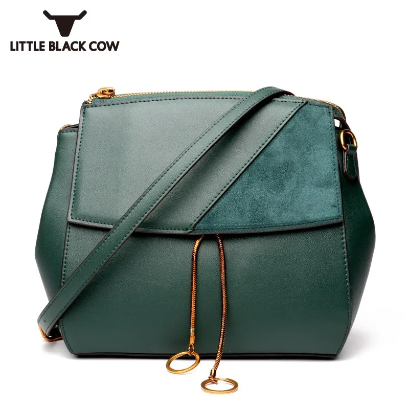 

Brand New Women Leather Shoulder Bag Vintage Chains Crossbody Bags Bolsos Mujer Suede Patchwok OL Lady Pack Sling Messenger Bag