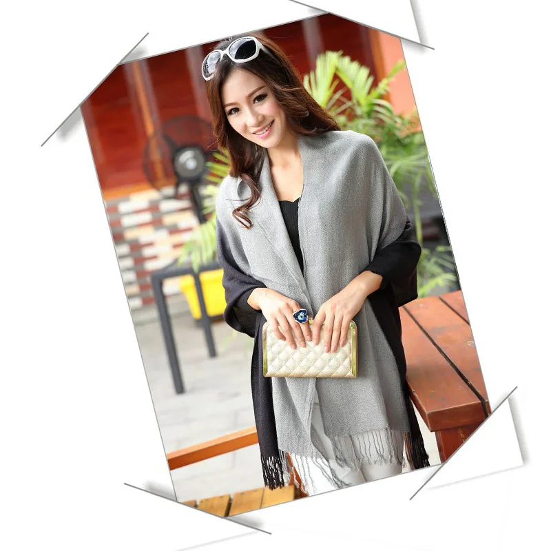 RUNMEIFA Женский акриловый шерстяной шарф цвета градиент Sjaal модный бренд хиджаб кисточкой шаль шарфы мягкая ткань - Цвет: 14