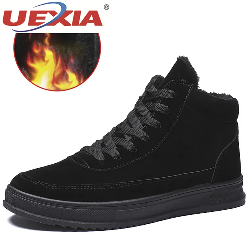 UEXIA/новые зимние ботинки мужская обувь модная Меховая зимняя из флока мужские
