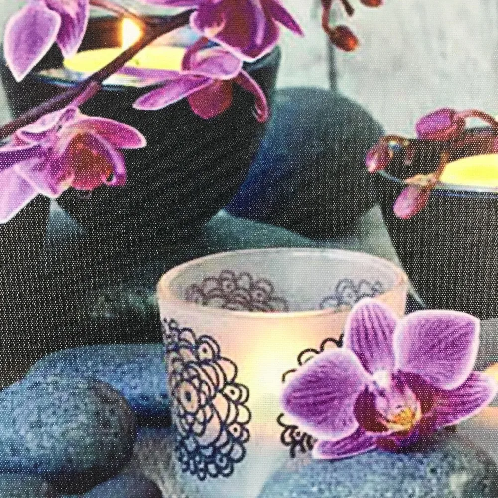 Светодиодная Настенная картина орхидеи со свечами дзен с подсветкой натюрморт холст художественный светильник декор живопись произведение искусства печать в рамке 16x40in