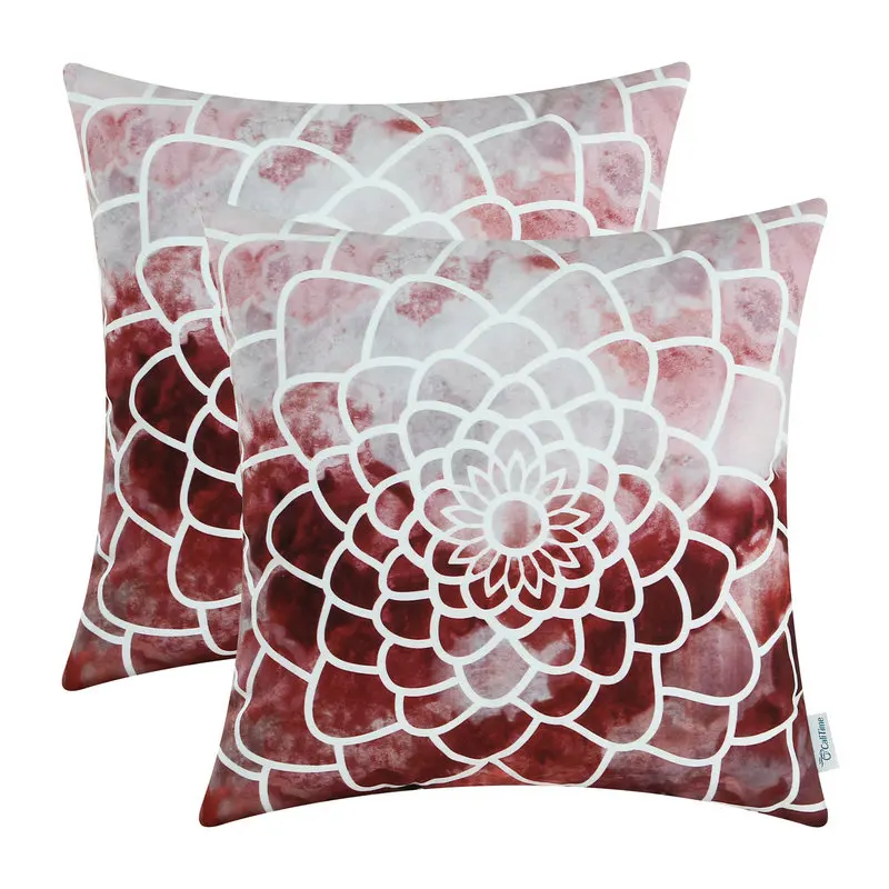 2Pcs CaliTime Super Soft Floral Garden Throw Pillows Covers Colorful