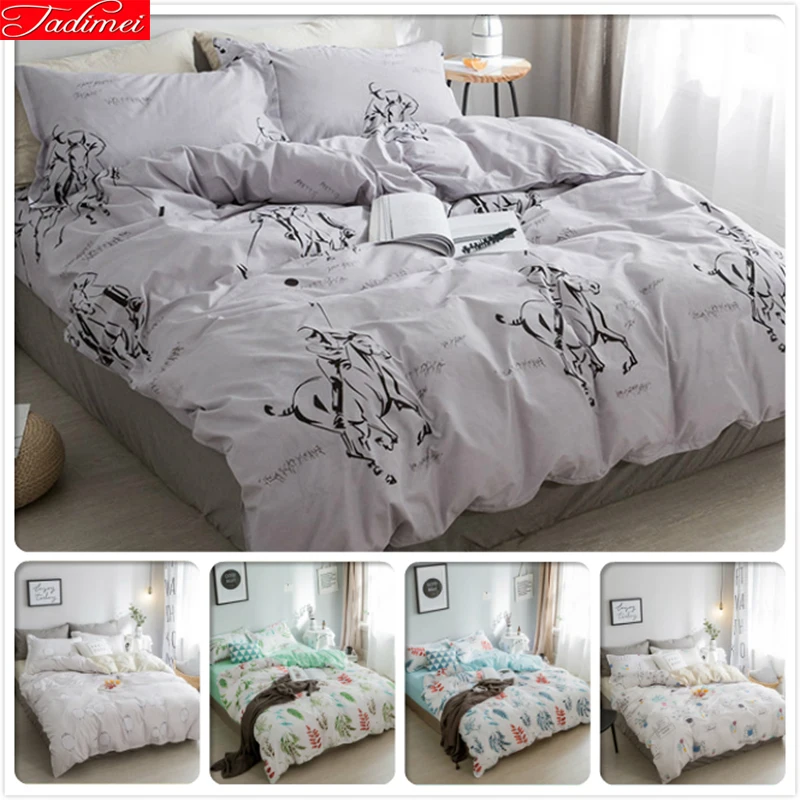 Concise Black White Horse Pattern Duvet Cover 3pcs 4pcs Bedding