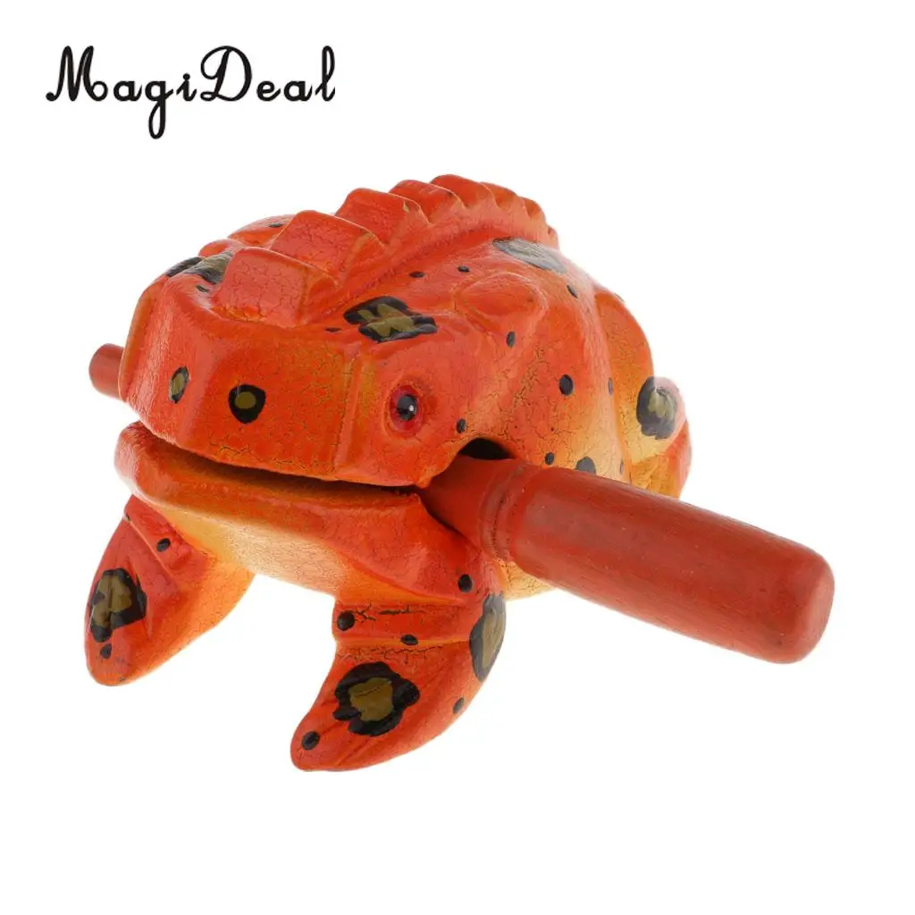 Thailand Hand Carved Wood Frog Guiro Rasp Croaking Sound Toy Musical Instruments Tone Block Feng Shui Figurines Lucky Crafts