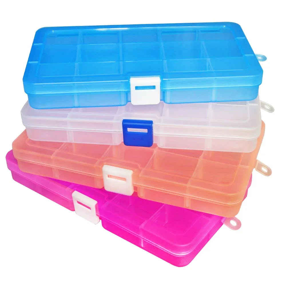 

15Grids Plastic Organizer Container Storage Box Adjustable Divider Removable Compartment For Jewelry Beads Earring Container