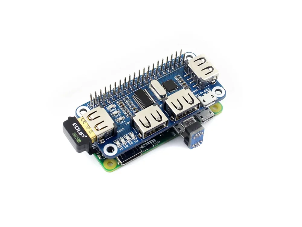 4 Port USB HUB HAT for Raspberry Pi Zero / Zero W, USB to UART Onboard compatible with USB2.0/1.1