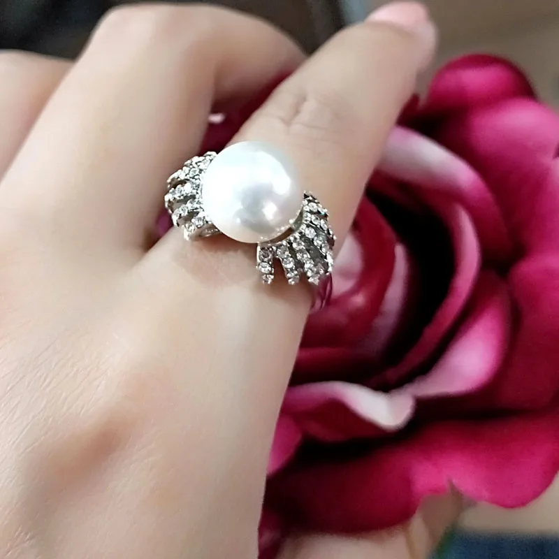 SINLEERY, роскошные кольца 10 мм с серым белым жемчугом, размер 6, 7, 8, 9, для женщин, элегантные свадебные жемчужные украшения JZ538 SSH