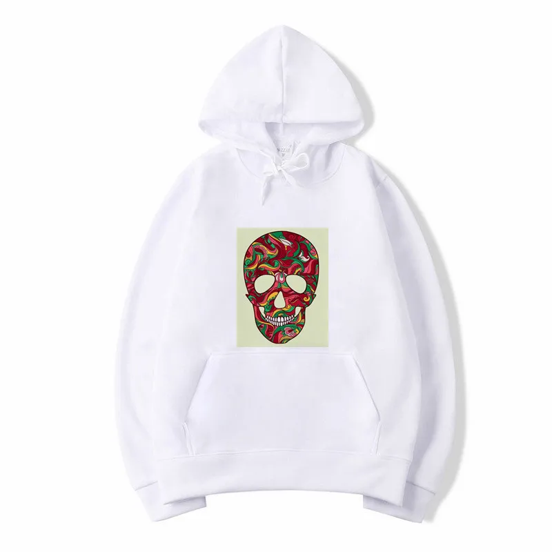 

Fashion Vetement femme 2019 Streetwear Print Devil's head Hoody Pullover Long sleeve Pocket Cotton Men hoodies Clothes
