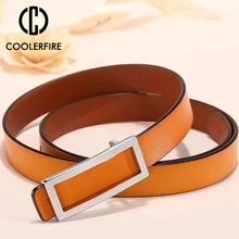 COOLERFIRE дизайнерский ремень с золотой пряжкой на талии женские тонкие ремни из натуральной кожи для женщин ремень LB016