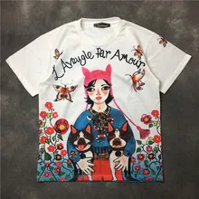 Летние футболки с рисунком для девочек, модные женские топы с цветочным принтом, шикарные повседневные милые футболки, топы U427