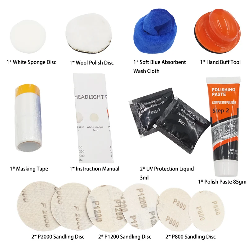 VISBELLA Headlamp Polishing Paste Kit DIY Headlight Restoration System for Car Care Repair Hand Tool Sets by Manual with Cloth VISBELLA Headlamp Polishing Paste Kit DIY Headlight Restoration System for Car Care Repair Hand Tool Sets by Manual with Cloth
