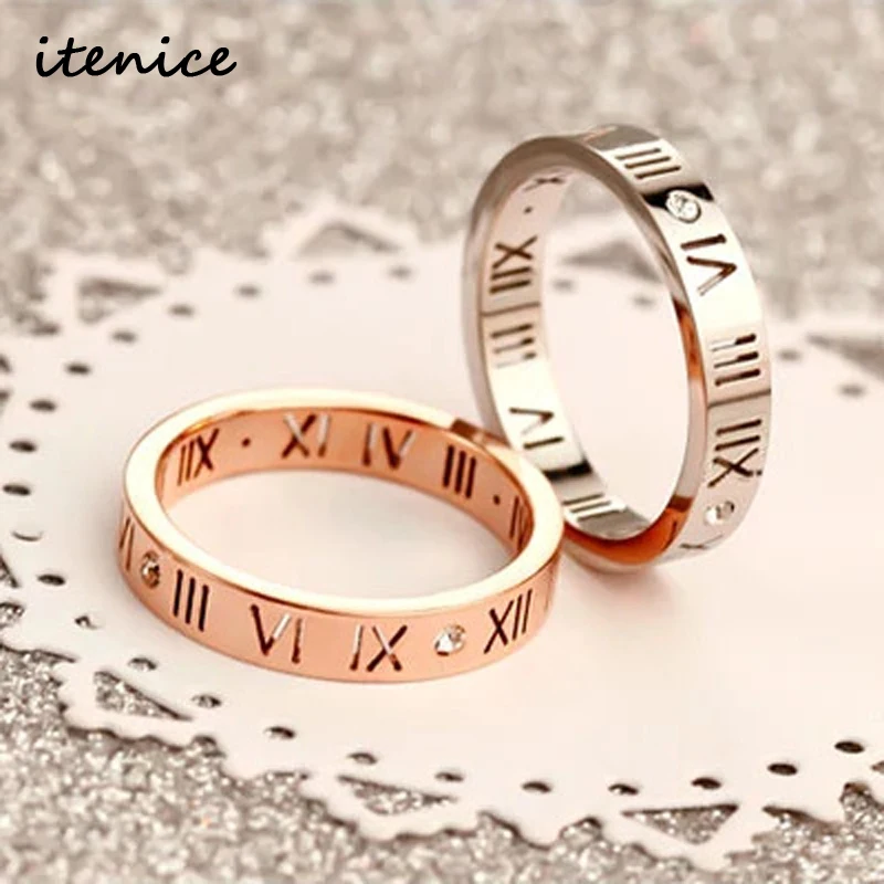 2017 Fashion Delicate Gold Color Roman Numerals Rings for Women and Men Couple Wedding Rings Wholesale Fine Jewelry Lover Rings