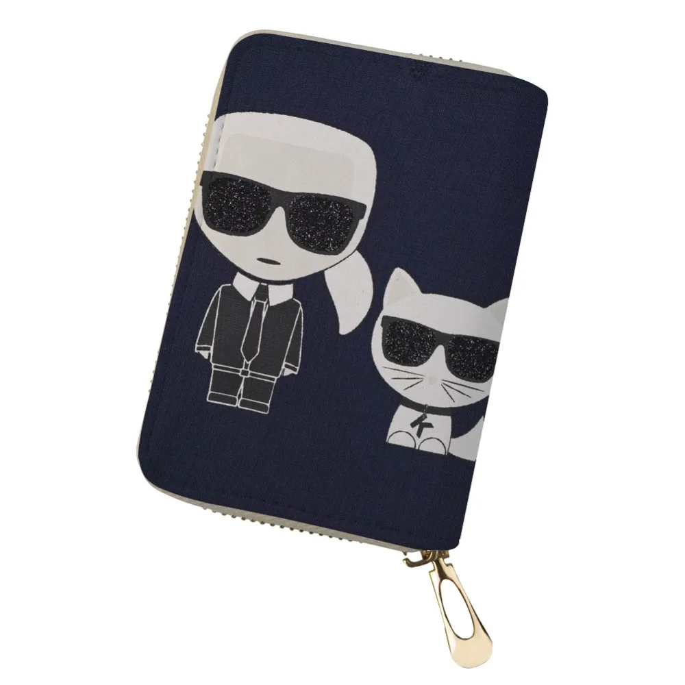 

ELVISWORDS Customized Your Image Cardholder for Women karl lagerfelds Card Holder Men PU Leather Passport ID Card Case Bag