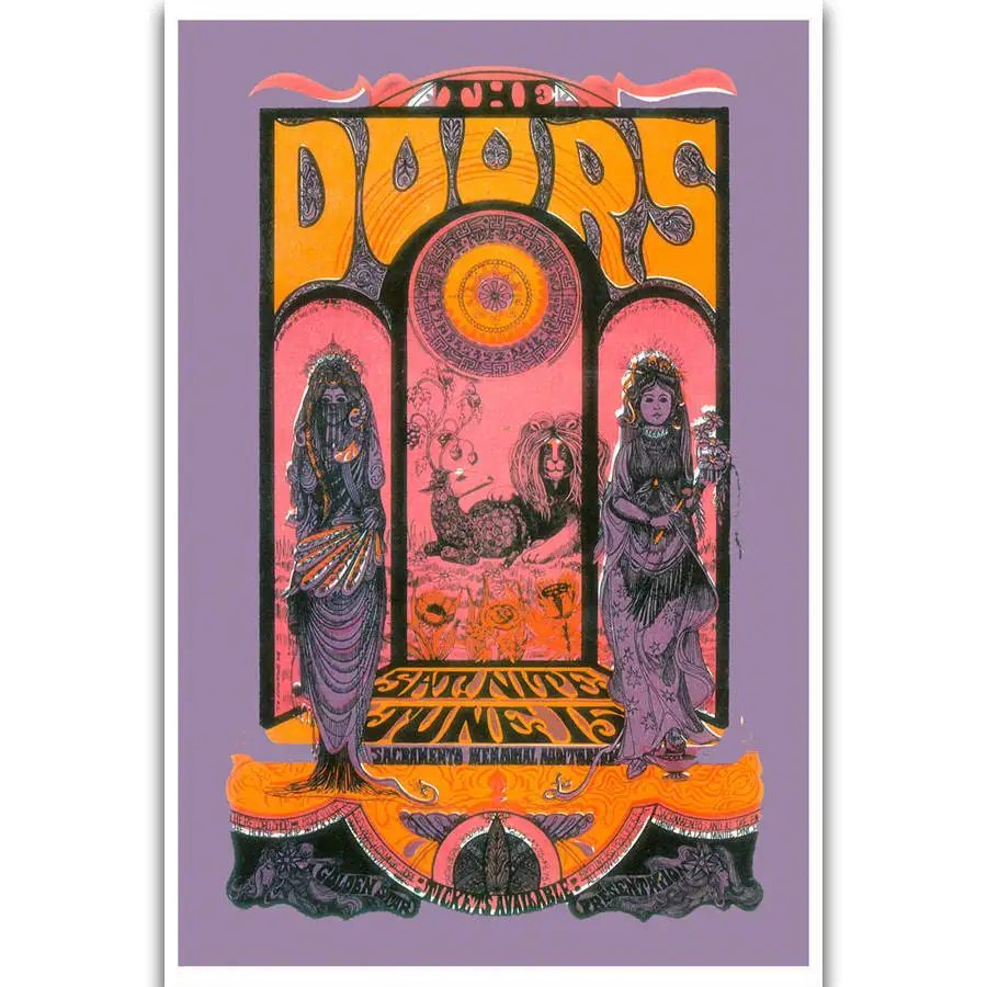 

Q1595 Posters and Prints The Doors American Rock Band Jim Morrison Vintage Art Poster Canvas Painting Home Decor