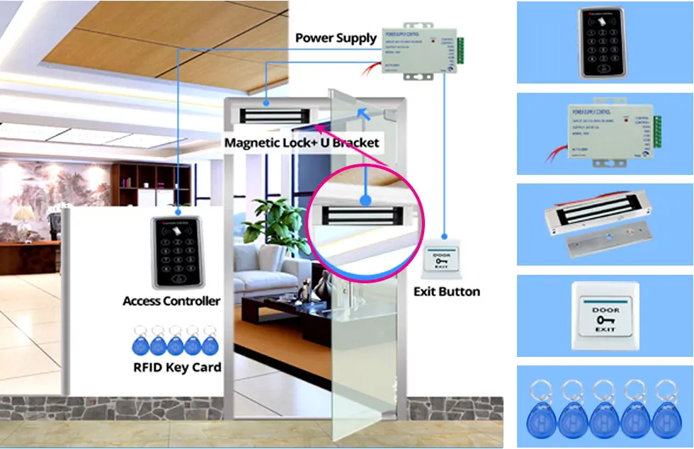 Водонепроницаемый rfid-контроллер доступа T11+ Электрический замок управления+ источник питания 3а/12 В+ кнопка выхода+ 5 ключей+ дверной держатель+ кронштейн
