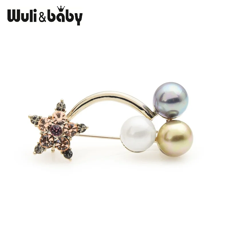 Wuli & baby 2019 сверкающие стразы броши звезды Женская Мужская брошь с искусственным