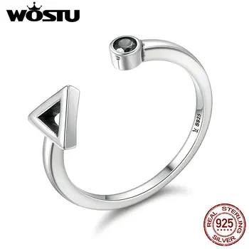 

WOSTU Aliexpress Hot Sale 925 Sterling Silver Geometric Finger Rings For Women Fine S925 Silver Jewelry Gift CQR144
