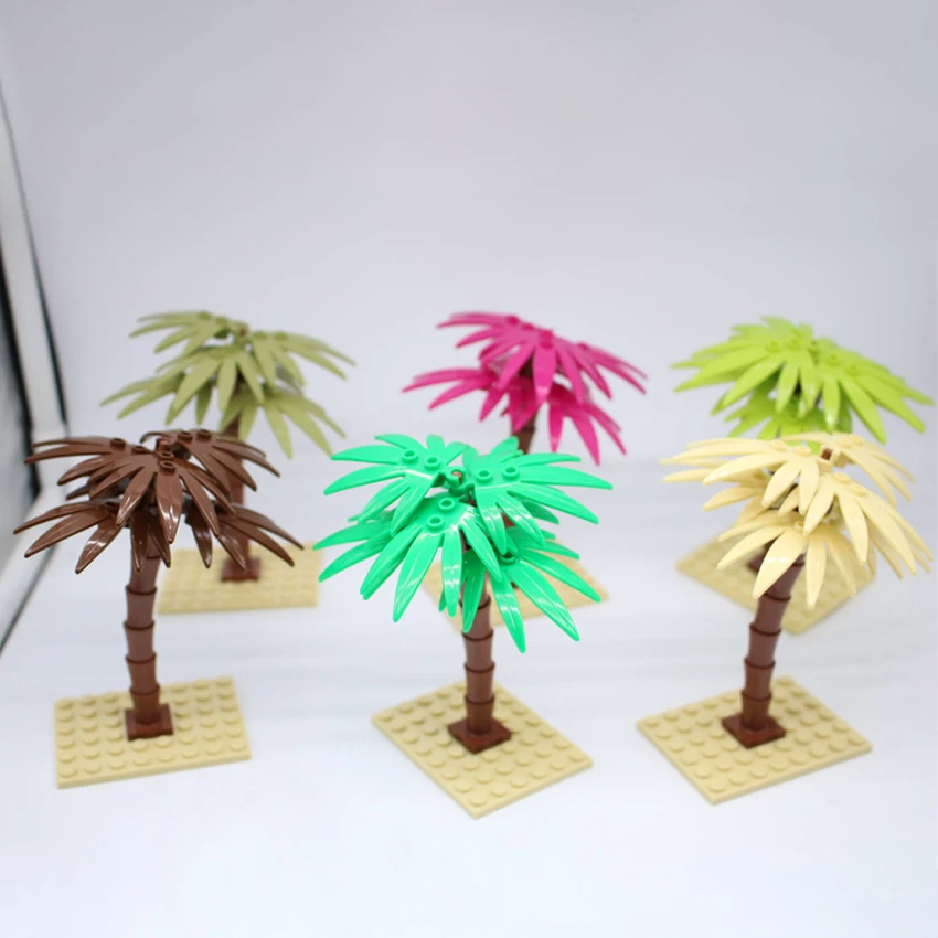 2Pcsset Block LegoINGlys City Coconut Palm Tree Green Tree Plants Building Blocks Set DIY MOC Accessories Parts Brick Kits Toys (8)