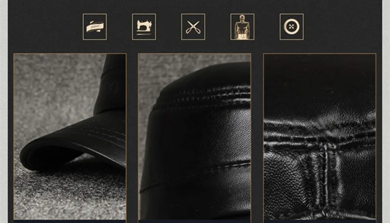 XdanqinX, осенне-зимние шапки из натуральной кожи, Мужская теплая плоская кепка, военная шапка, регулируемый размер, из овечьей кожи, модная кепка для папы