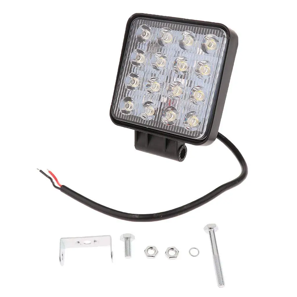 

2pcs 48W LED Car Lights Square Shape Cool White LED Work Lights Spot Beam 16 LEDS Offboard Boat Car Lights 10-30V Wholesale