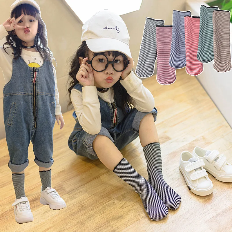 Зимние теплые детские носки плотные носки для девочек, полосатые носки для детей от 2 до 12 лет, флисовые бесшовные носки для мальчиков