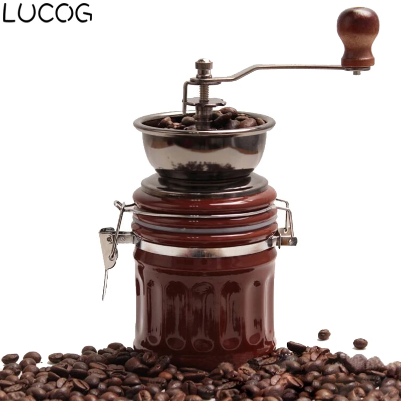 LUCOG классический ручной работы кофемолка из нержавеющей стали ручной кофе в зернах перемалывающий прибор с керамическим сердечником