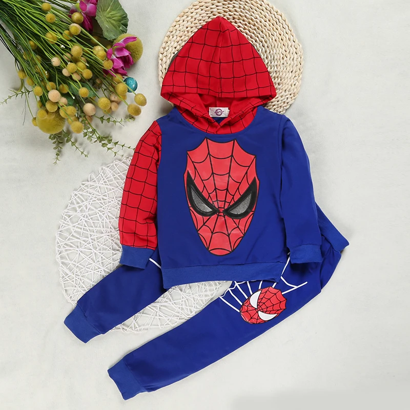 НОВЫЕ комплекты одежды для маленьких мальчиков с человеком-пауком; Спортивный костюм для мальчиков; весенние маскарадные костюмы на Хэллоуин с человеком-пауком; детская одежда; MB492