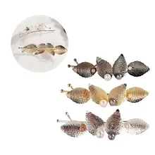 3 шт./упак. сплав в форме листа зажим для волос с жемчугом заколки для волос аксессуары для женщин девушек Дамы(золото, серебро, черный