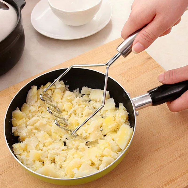 Stainless Steel Potato Presser Potato Crusher Baby Food Mashers Potato Ricers Kitchen Tools Pipe Handle Wavy Crusher Supplies