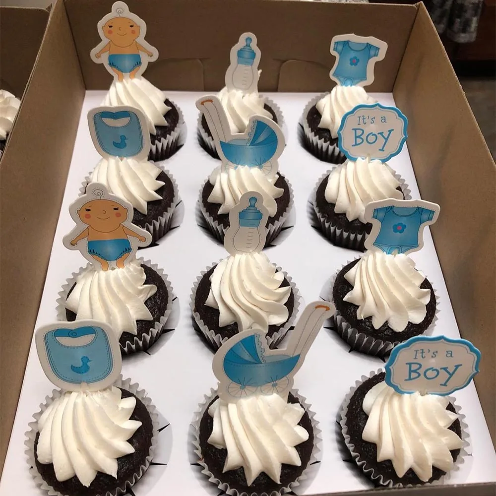 12/20 штук Baby Shower декор для капкейка мальчиков и девочек это розового синего цвета