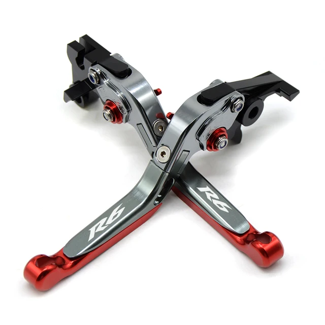 Motorbike Folding Brake Clutch Lever And Grip For Yamaha YZF R6 2005-15 Blue Red Motorbike Folding Brake Clutch Lever And Grip For Yamaha YZF R6 2005-15 Blue Red